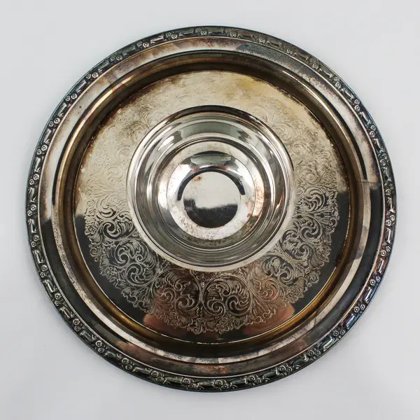 Vtg Oneida  Silver Plate Chip & Dip Serving Tray