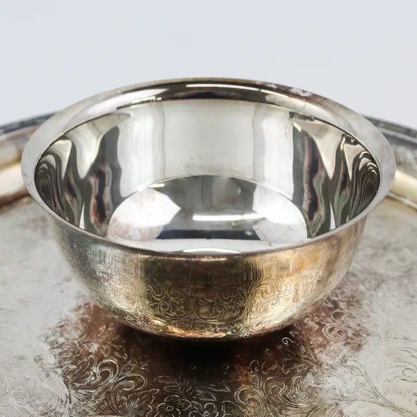 Vtg Oneida  Silver Plate Chip & Dip Serving Tray