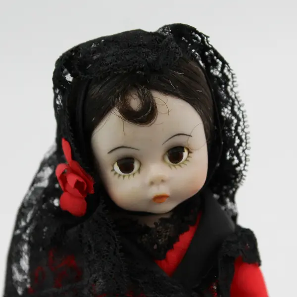Vtg Madame Alexander 7.5" International Series Spain Doll With Stand