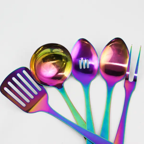 5-Piece Stainless Steel Kitchen Utensil Set Rainbow-Colored Good