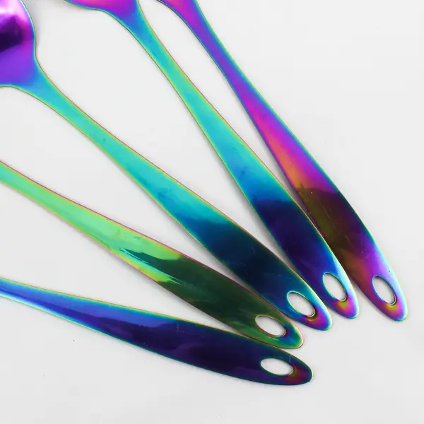 5-Piece Stainless Steel Kitchen Utensil Set Rainbow-Colored Good
