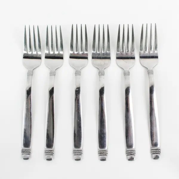 Lot of 6 Cuisinart Flatware CUI17 Pattern Stainless Salad Forks 7.25" Good