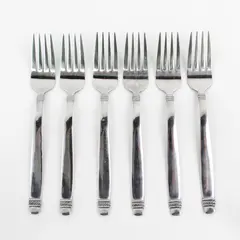 Lot of 6 Cuisinart Flatware CUI17 Pattern Stainless Salad Forks 7.25" Good