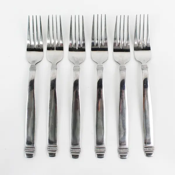 Lot of 6 Cuisinart Flatware CUI17 Pattern Stainless Dinner Forks 8.25" Good