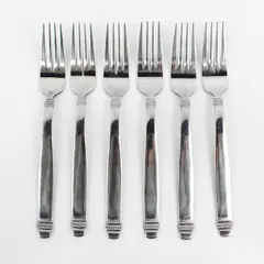 Lot of 6 Cuisinart Flatware CUI17 Pattern Stainless Dinner Forks 8.25" Good