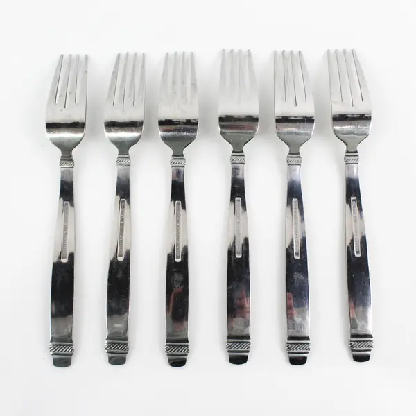 Lot of 6 Cuisinart Flatware CUI17 Pattern Stainless Dinner Forks 8.25" Good