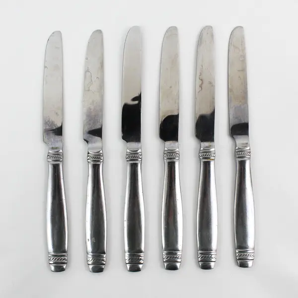 Lot of 6 Cuisinart Flatware CUI17 Pattern Stainless Dinner Knives 9.25" Good
