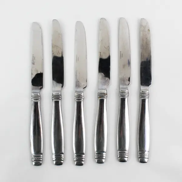 Lot of 6 Cuisinart Flatware CUI17 Pattern Stainless Dinner Knives 9.25" Good
