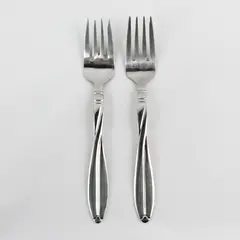 Lot Of 2 Cuisinart Flatware CUI16 Pattern 18/10 Stainless Salad Forks 7" Long