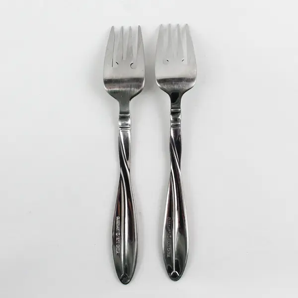 Lot Of 2 Cuisinart Flatware CUI16 Pattern 18/10 Stainless Salad Forks 7" Long
