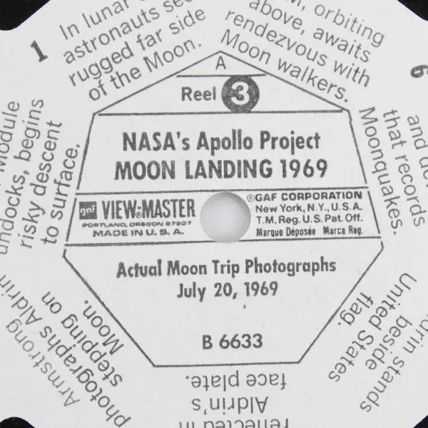 Vintage View-Master NASA Apollo Project Moon Landing Reel 3 B6633