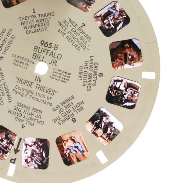 Vintage View-Master Buffalo Bill Jr Horse Thieves TV Show 1955 Single Reel 965B