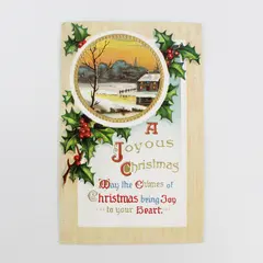 Vintage 1910 A Joyous Christmas Embossed Postcard Chili New York Postmark