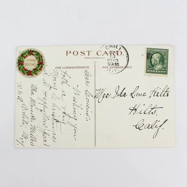 Vintage 1910 A Joyous Christmas Embossed Postcard Chili New York Postmark