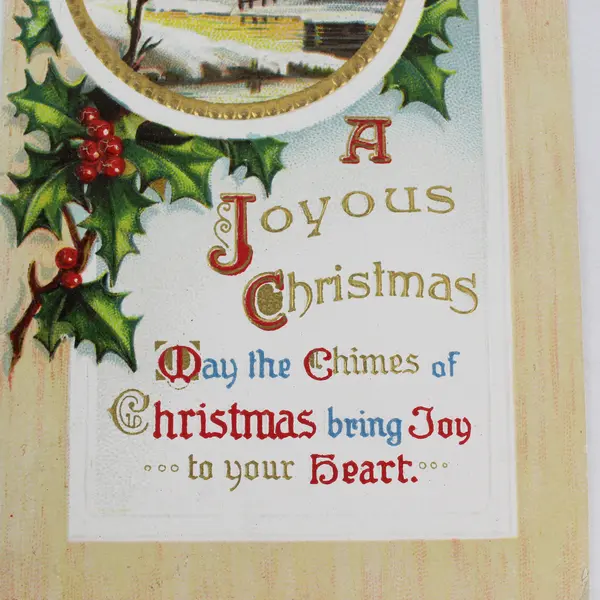 Vintage 1910 A Joyous Christmas Embossed Postcard Chili New York Postmark