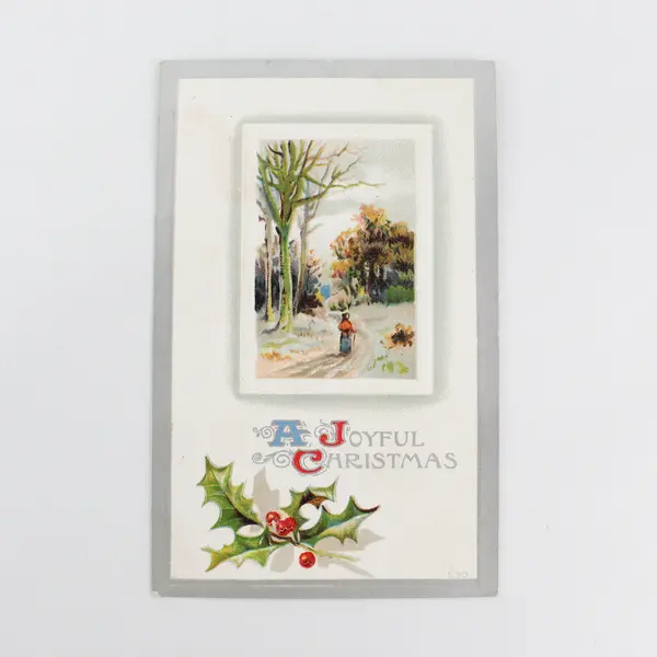 Vintage A Joyous Christmas Embossed Greeting Card Postcard 