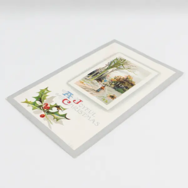 Vintage A Joyous Christmas Embossed Greeting Card Postcard 