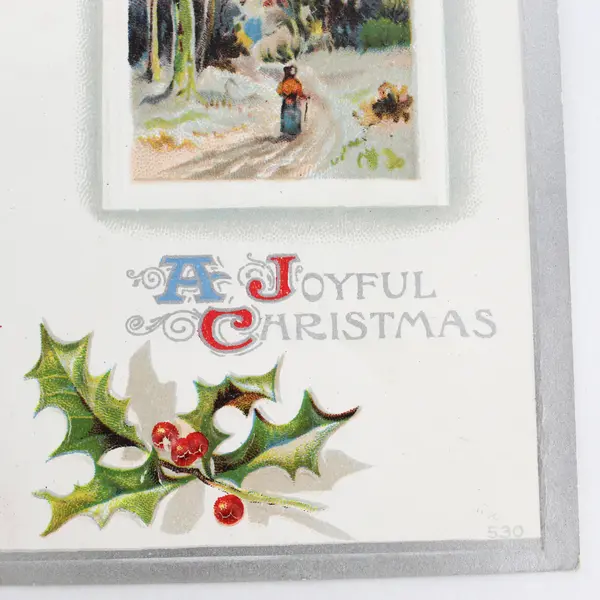 Vintage A Joyous Christmas Embossed Greeting Card Postcard 