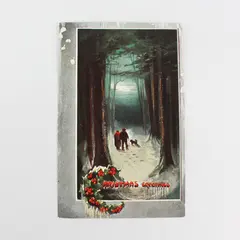 Vintage Christmas Greetings Snow Scene Embossed Postcard Tuck & Sons