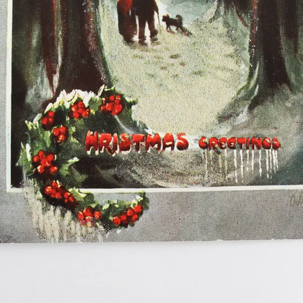 Vintage Christmas Greetings Snow Scene Embossed Postcard Tuck & Sons