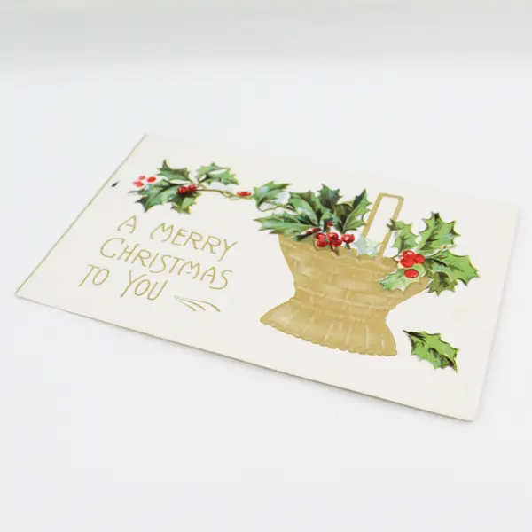 1909 A Merry Christmas To You Holly Embossed Postcard Hilts California Postmark