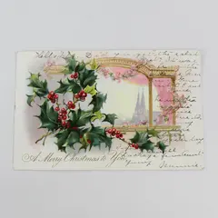 1906 A Merry Christmas To You Holly Embossed Postcard Tuck & Sons