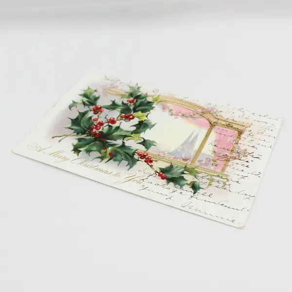 1906 A Merry Christmas To You Holly Embossed Postcard Tuck & Sons