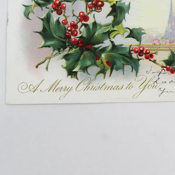 1906 A Merry Christmas To You Holly Embossed Postcard Tuck & Sons