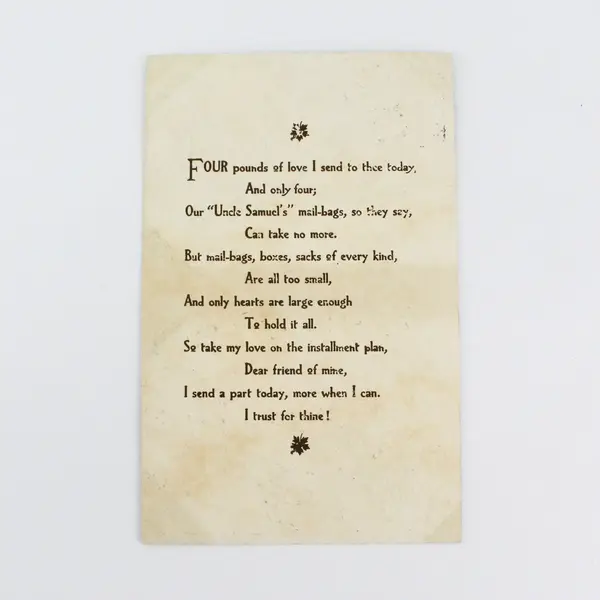 Vintage 1910 Greeting Card Four Pounds Of Love Poem Postcard Helen A. Casterline