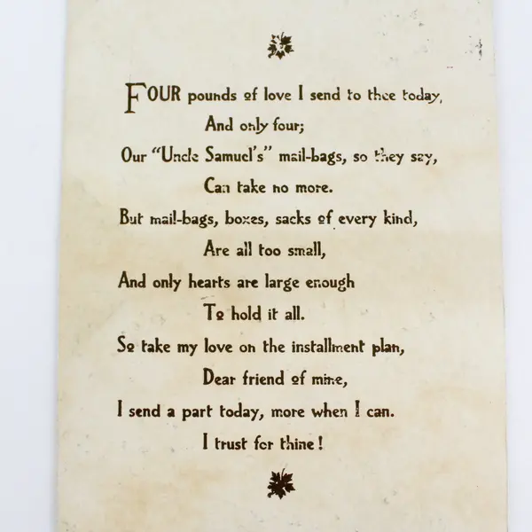 Vintage 1910 Greeting Card Four Pounds Of Love Poem Postcard Helen A. Casterline