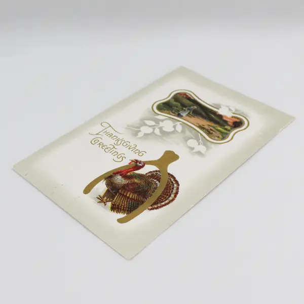 Vintage 1910 Thanksgiving Greetings Wishbone Turkey Embossed Postcard