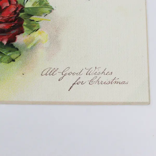 Vintage 1908 All Good Wishes For Christmas Red Rose Embossed Postcard