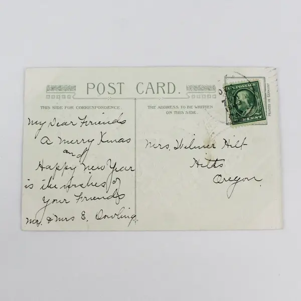 Vintage 1909 With Best Christmas Wishes Bells Holly Embossed Postcard
