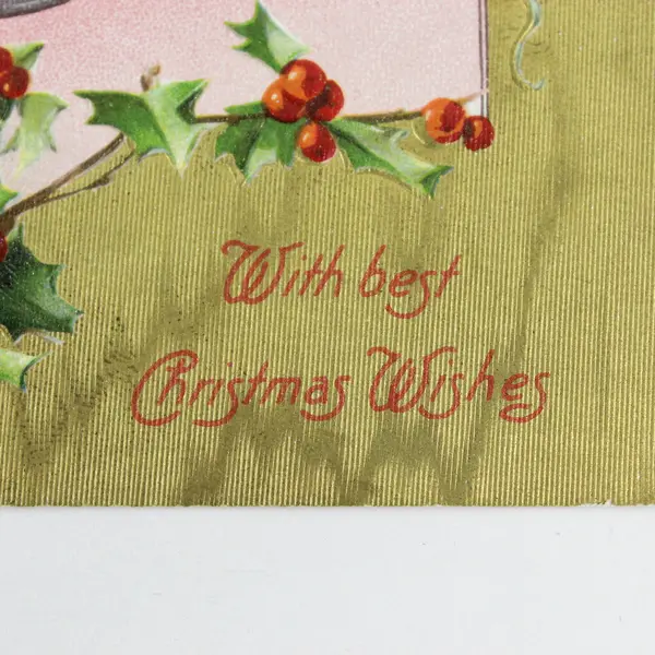 Vintage 1909 With Best Christmas Wishes Bells Holly Embossed Postcard
