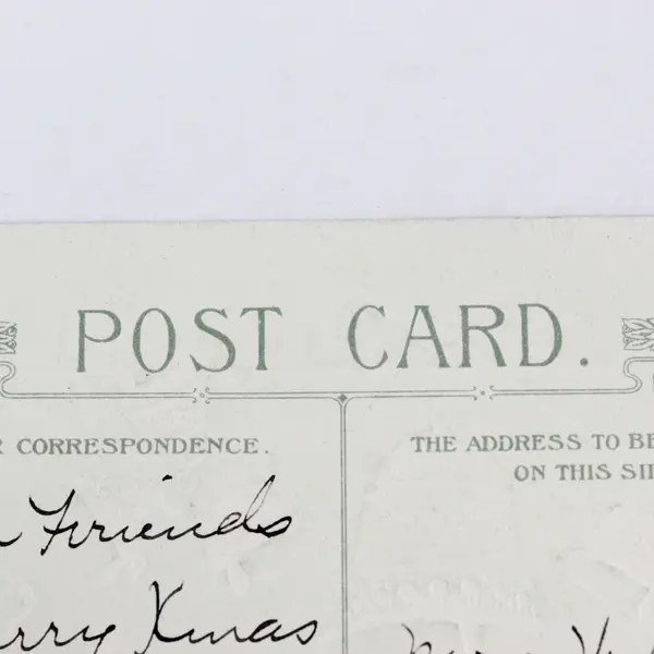 Vintage 1909 With Best Christmas Wishes Bells Holly Embossed Postcard