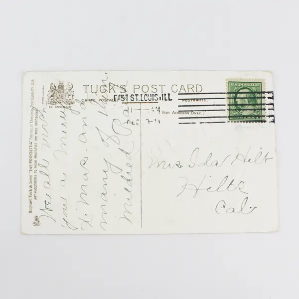 1911 A Merry Christmas Poinsettia Embossed Postcard Tuck & Sons