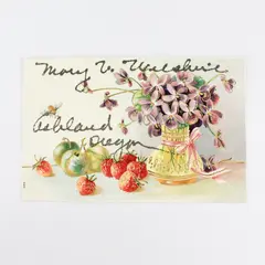 Vintage 1910s Fruit Flowers Greeting Card Postcard Ashland Oregon