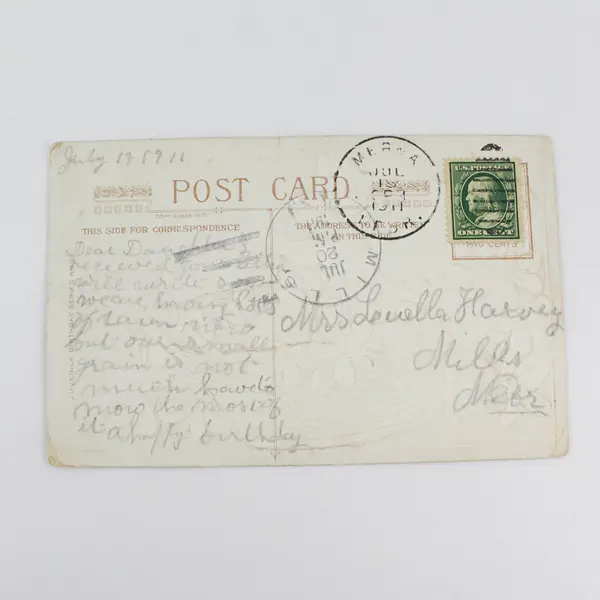Vintage 1911 Birthday Greeting Baby In Basket Of Violets Postcard Copp E Nash