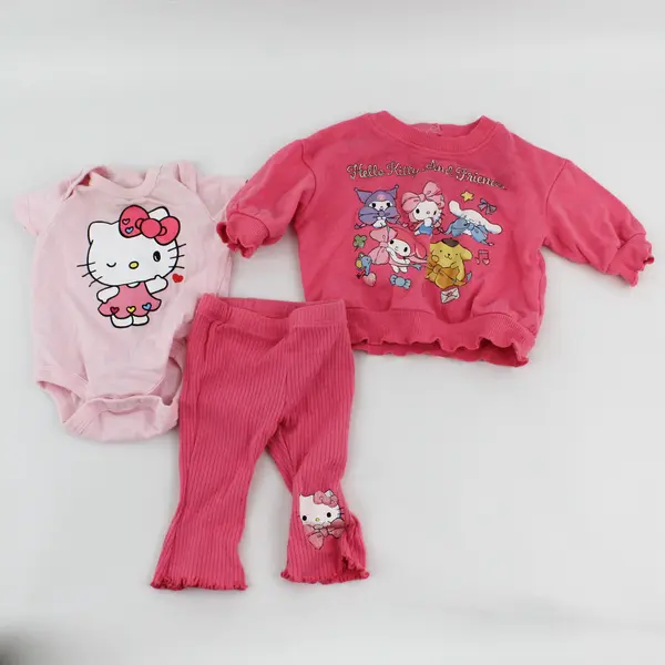 Lot of 3 Sanrio Hello Kitty Clothes Baby Girls' Size 0-3 Months