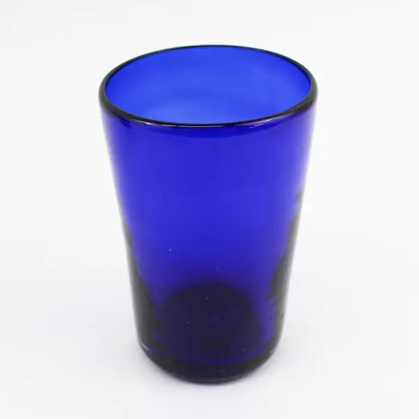 Lot of 2 heavy Hand Blown Cobalt Blue Drink Glasses 5.25"
