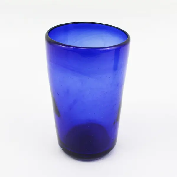 Lot of 2 heavy Hand Blown Cobalt Blue Drink Glasses 5.25"