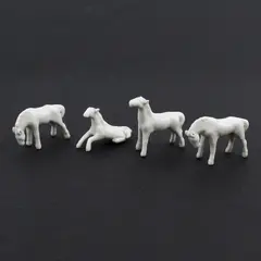 Set of 4 Vintage Porcelain Miniature White Horses 1 inch Tall