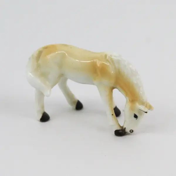 Lot of 2 Porcelain Horse Miniatures Prancing Pinto and Palomino