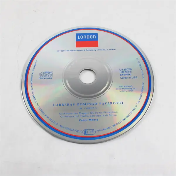 The Three Tenors In Concert CD Carreras Domingo Pavarotti Mehta 1990 Good
