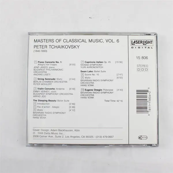 Masters of Classical Music: Tchaikovsky Vol. 6 LaserLight Digital CD 1988