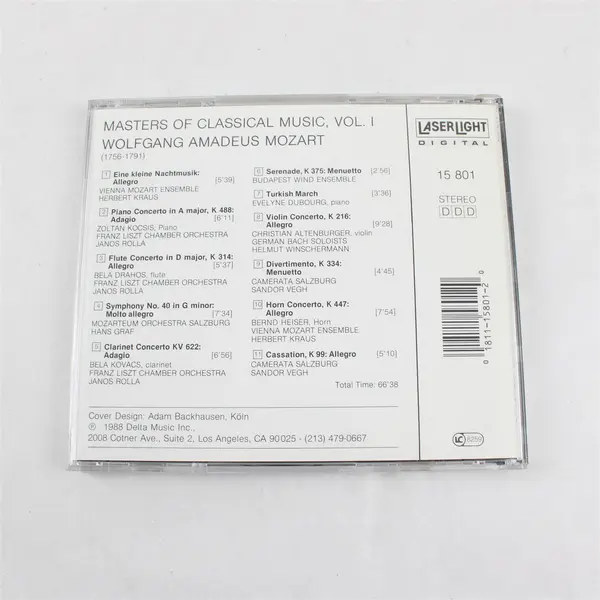 Masters Of Classical Music: W. A. Mozart LaserLight Digital CD 1988