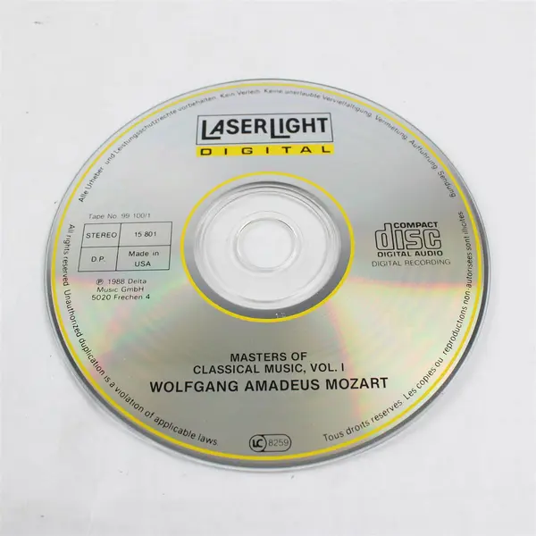 Masters Of Classical Music: W. A. Mozart LaserLight Digital CD 1988