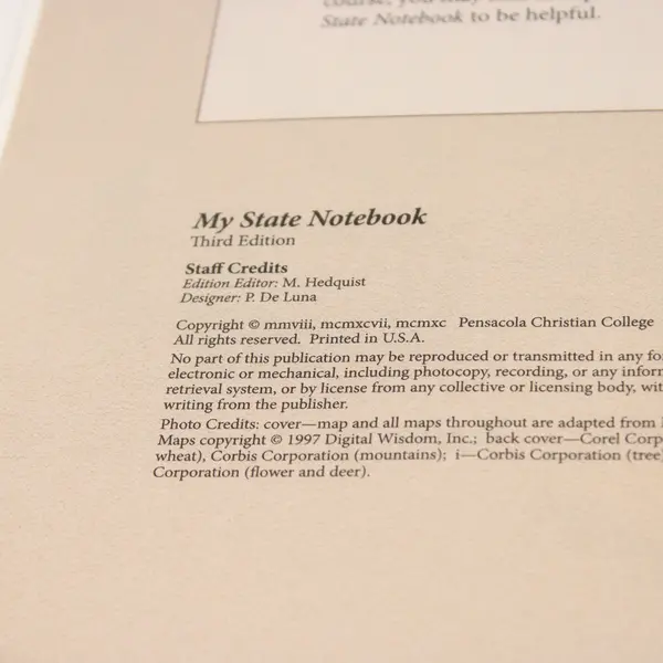My State Notebook 4th Grade Project 2008 Unused Paperback A Beka Book