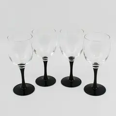 Set of 4 Cristal D' Arques Domino Signature Black Wine Glasses