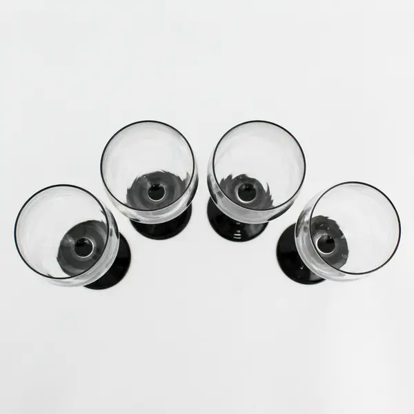 Set of 4 Cristal D' Arques Domino Signature Black Wine Glasses